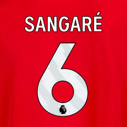 2025 2026 OFFICIAL NOTTINGHAM SANGARE 6 WHITE HOME PLAYER SIZE NAMESET
