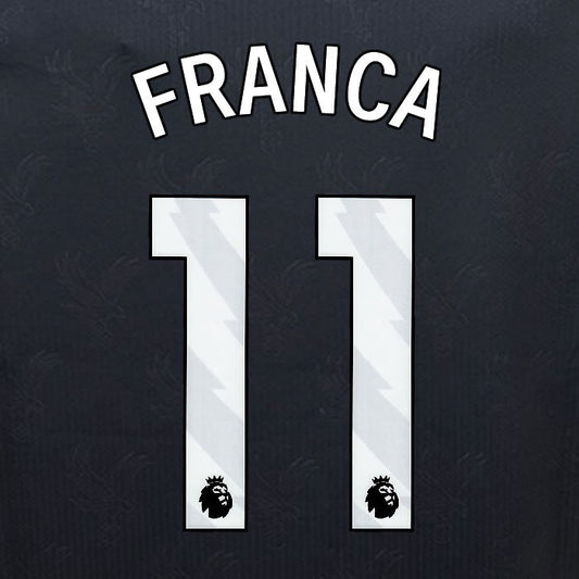 2024 2025 OFFICIAL CRYSTAL PALACE M. FRANCA 11 WHITE 3RD PLAYER SIZE NAMESET