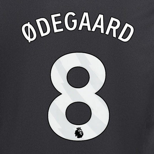 2024 2025 ARSENAL ODEGAARD 8 WHITE AWAY OFFICIAL PLAYER SIZE NAMESET