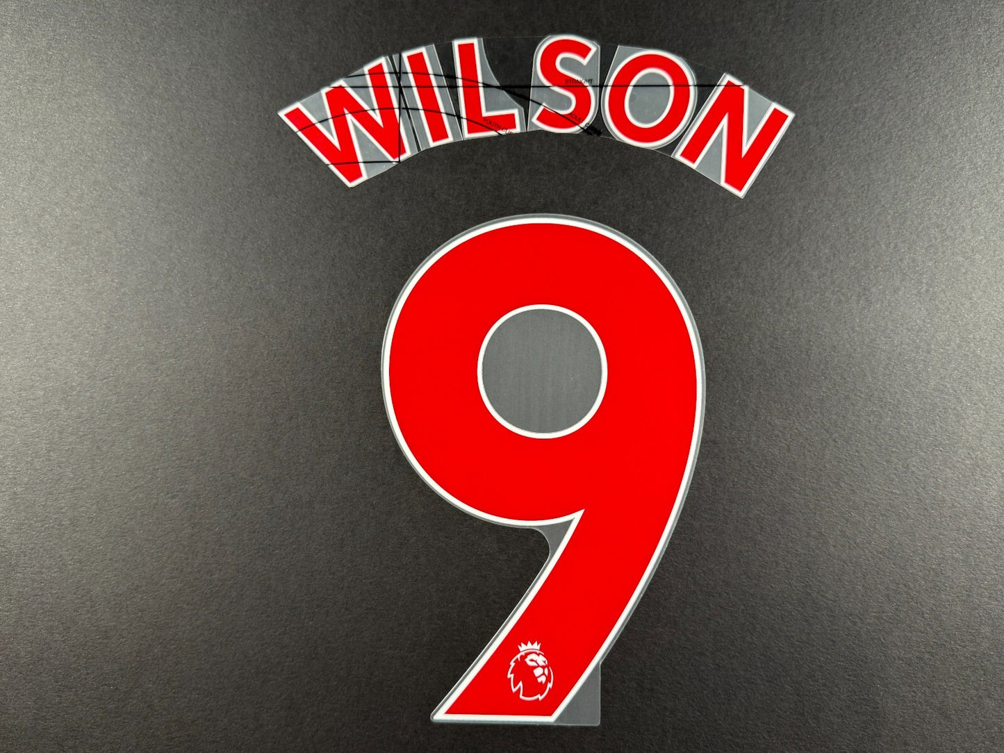 NEWCASTLE 2022-23 WILSON 9 OFFICIAL AVERY DENNISON RED PLAYER SIZE NAME SET