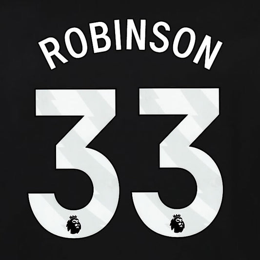 2023 2024 OFFICIAL FULHAM AVERY DENNISON ROBINSON 33 3RD PLAYER SIZE NAMESET