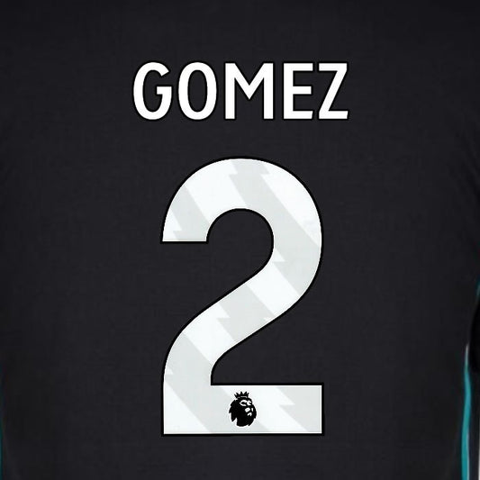 2024 2025 OFFICIAL LIVERPOOL GOMEZ 2 WHITE AWAY PLAYER SIZE NAMESET