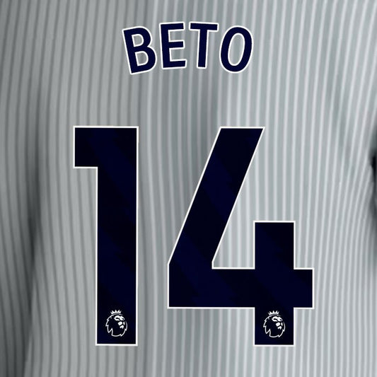 2023 2024 EVERTON BETO 14 OFFICIAL BLUE 3RD PLAYER SIZE NAMESET