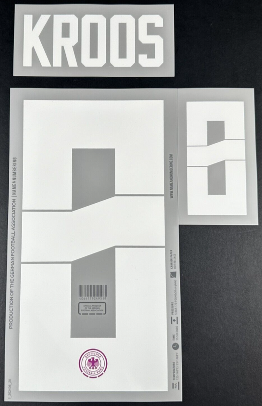 GERMANY 2023-2024 OFFICIAL NAME & NUMBERING KROOS 8 AWAY PLAYER SIZE NAMESET