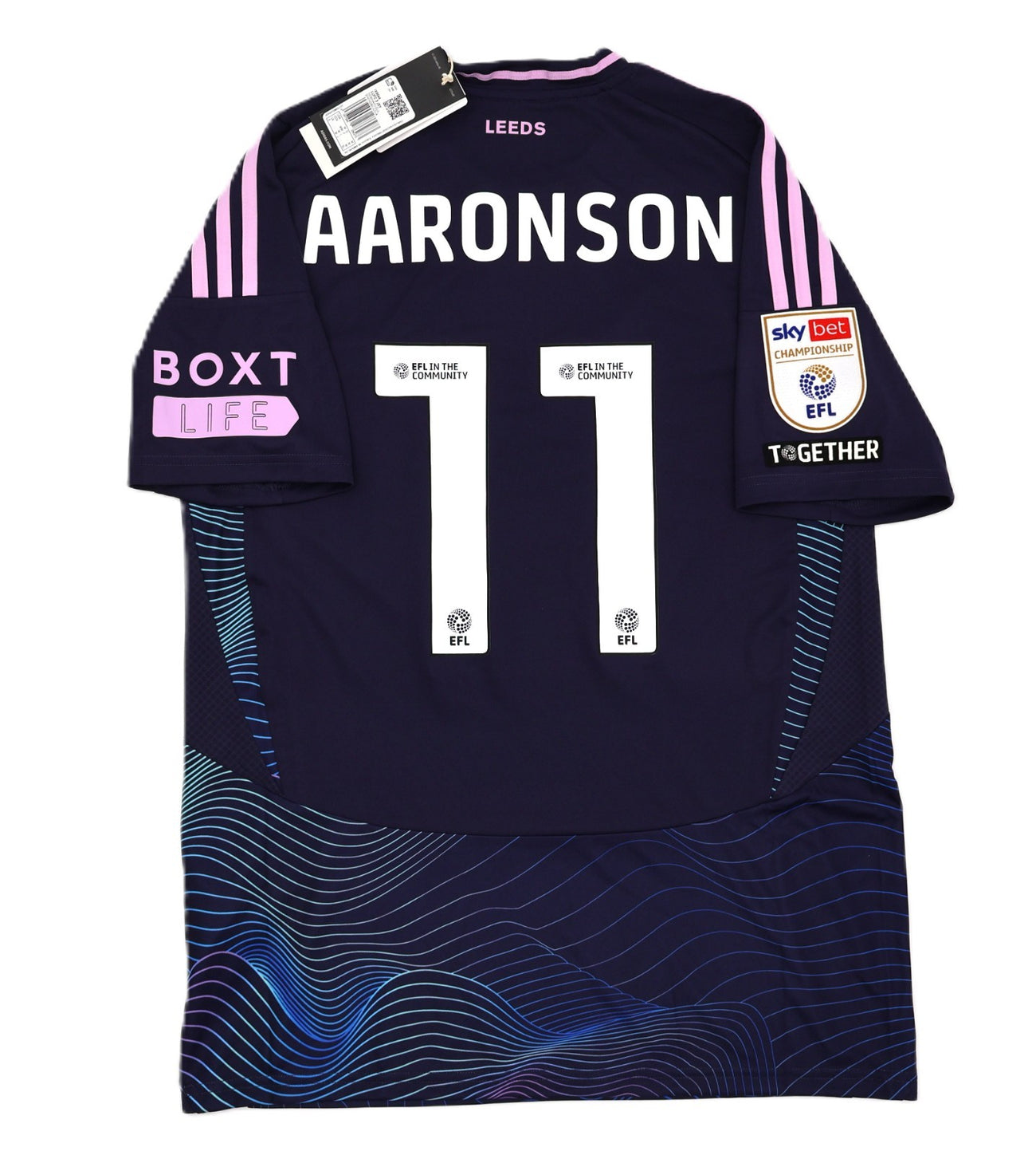 BNWT ADIDAS 2024 2025 LEEDS UNITED THIRD AARONSON 11 + PATCHES SHIRT MENS MEDIUM