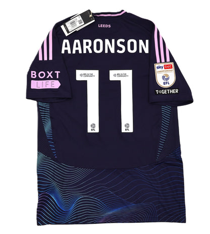 BNWT ADIDAS 2024 2025 LEEDS UNITED THIRD AARONSON 11 + PATCHES SHIRT MENS MEDIUM
