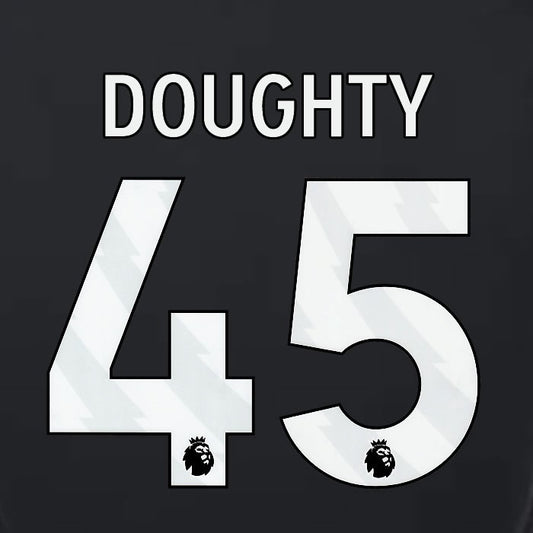 2023 2024 LUTON TOWN OFFICIAL DOUGHTY 45 WHITE 3RD PLAYER SIZE NAMESET