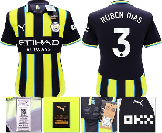 BNWT 2024 2025 MAN CITY PUMA AWAY RUBEN DIAS 3 FOOTBALL SHIRT
