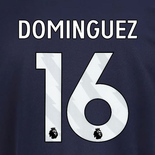 2025 2026 OFFICIAL NOTTINGHAM DOMINGUEZ 16 WHITE 3RD PLAYER SIZE NAMESET