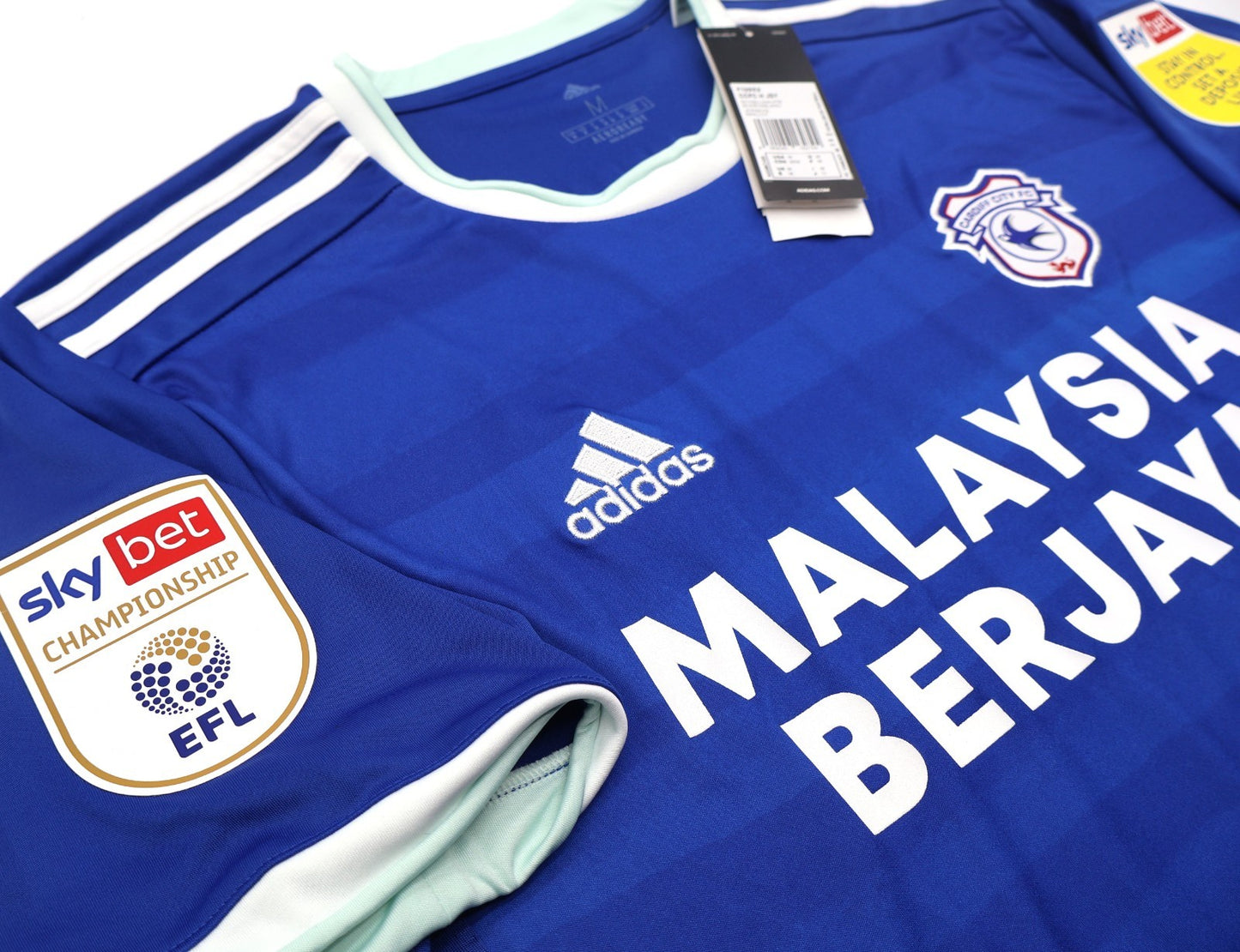 BNWT 2020 2021 ADIDAS CARDIFF CITY HOME SHIRT MOORE 10 + PATCHES MEN'S MEDIUM