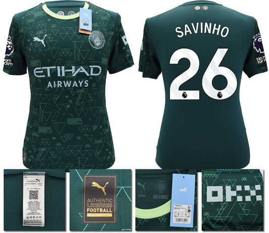 BNWT 25 26 MAN CITY PUMA 4TH SAVINHO 26 + PATCHES FOOTBALL SHIRT