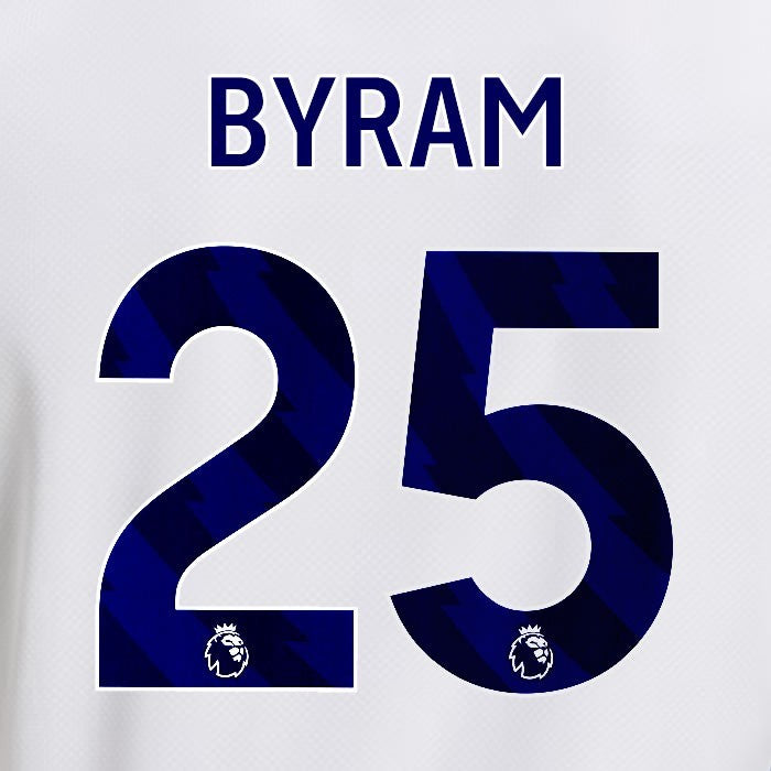 2025 2026 OFFICIAL LEEDS UNITED BYRAM 25 BLUE HOME PLAYER SIZE NAMESET