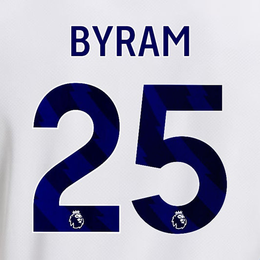 2025 2026 OFFICIAL LEEDS UNITED BYRAM 25 BLUE HOME PLAYER SIZE NAMESET
