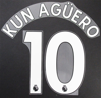 MAN CITY 2019-23 KUN AGUERO 10 OFFICIAL AVERY DENNISON WHITE PLAYER SIZE SET