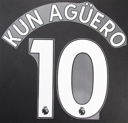 MAN CITY 2019-23 KUN AGUERO 10 OFFICIAL AVERY DENNISON WHITE PLAYER SIZE SET