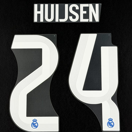2025 2026 REAL MADRID HUIJSEN 24 OFFICIAL 3RD PLAYER SIZE NAMESET