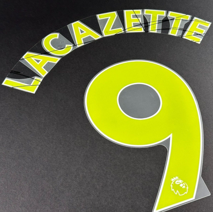 ARSENAL 19-23 LACAZETTE 9 OFFICIAL AVERY DENNISON YELLOW PLAYER SIZE NAME SET