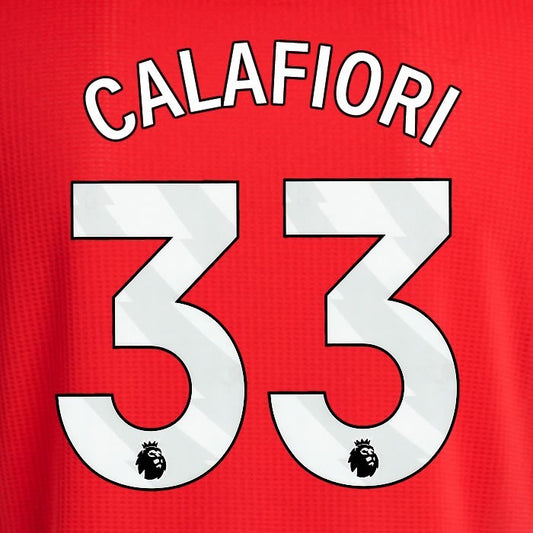 2024 2025 ARSENAL CALAFIORI 33 WHITE HOME OFFICIAL PLAYER SIZE NAMESET