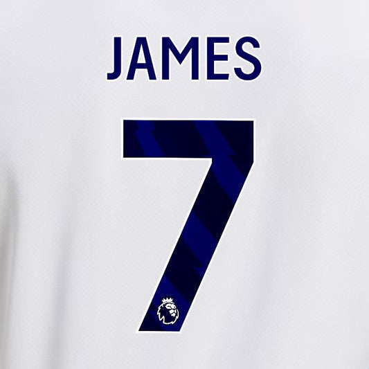 2025 2026 OFFICIAL LEEDS UNITED JAMES 7 BLUE HOME PLAYER SIZE NAMESET