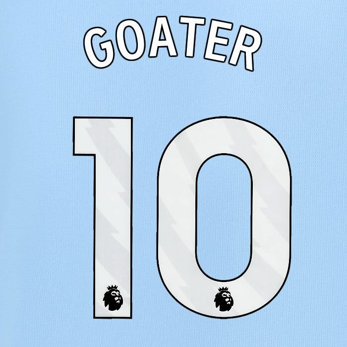 2024 2025 MANCHESTER CITY GOATER 10 WHITE HOME PLAYER SIZE NAME SET