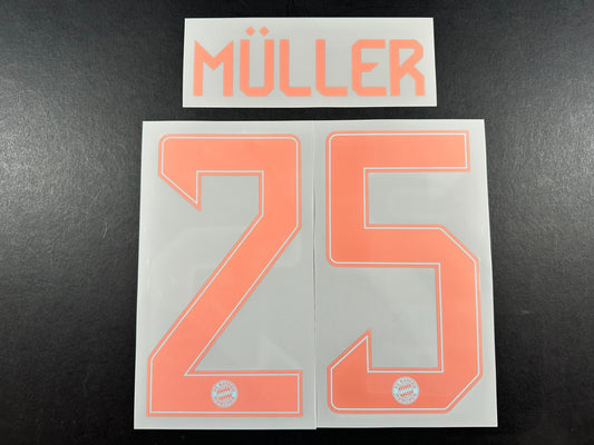 2024 2025 OFFICIAL BAYERN MULLER 25 AWAY GOLD PLAYER SIZE NAMESET