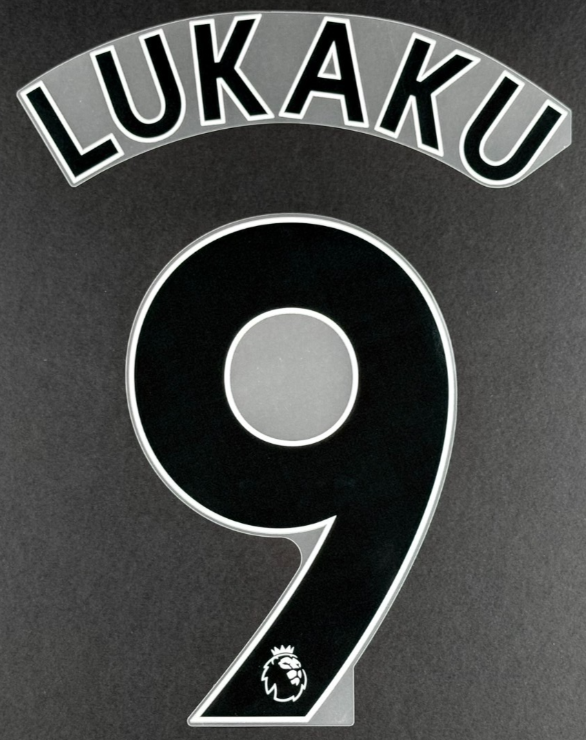 MAN UTD 2019/2023 LUKAKU 9 OFFICIAL AVERY DENNISON BLACK PLAYER SIZE NAME SET