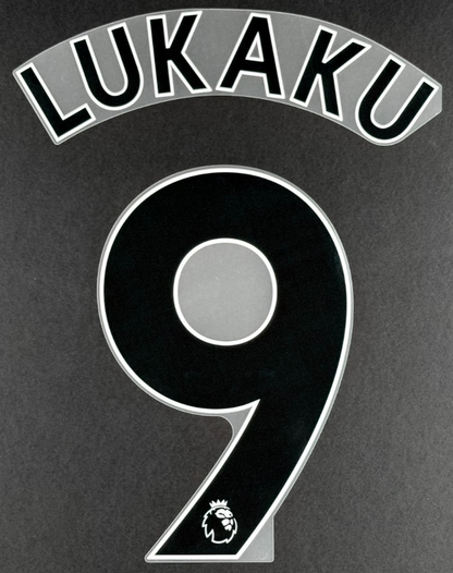 MAN UTD 2019/2023 LUKAKU 9 OFFICIAL AVERY DENNISON BLACK PLAYER SIZE NAME SET