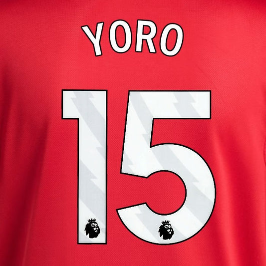 2025 2026 MANCHESTER UNITED YORO 15 HOME WHITE PLAYER SIZE NAMESET