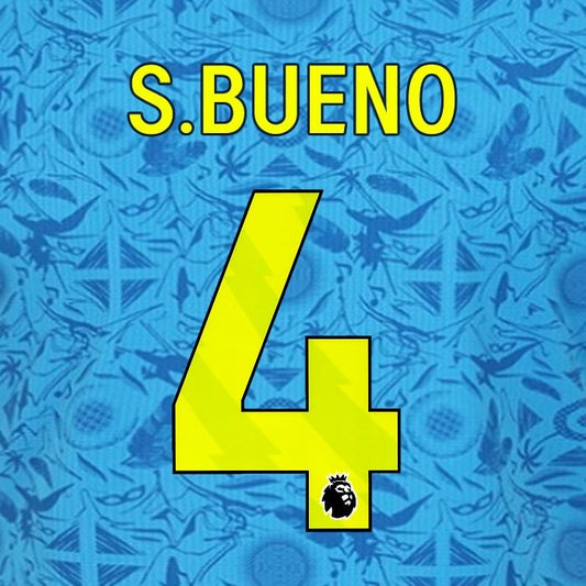 2025 2026 WOLVES 3RD YELLOW S. BUENO 4 OFFICIAL PLAYER SIZE NAMESET