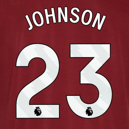 2023 2024 WEST HAM JOHNSON 23 OFFICIAL WHITE PLAYER SIZE NAMESET
