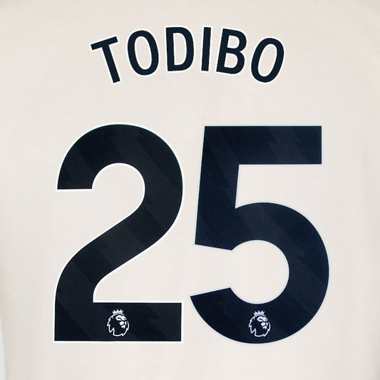 2025 2026 WEST HAM TODIBO 25 OFFICIAL BLACK AWAY PLAYER SIZE NAMESET