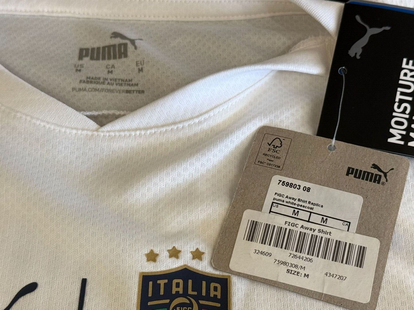 BNWT 2021 2022 ITALY AWAY PUMA FOOTBALL SHIRT INSIGNE 10 MENS MEDIUM