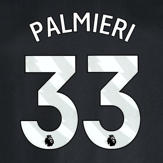 2024 2025 WEST HAM PALMIERI 33 OFFICIAL WHITE AWAY PLAYER SIZE NAMESET