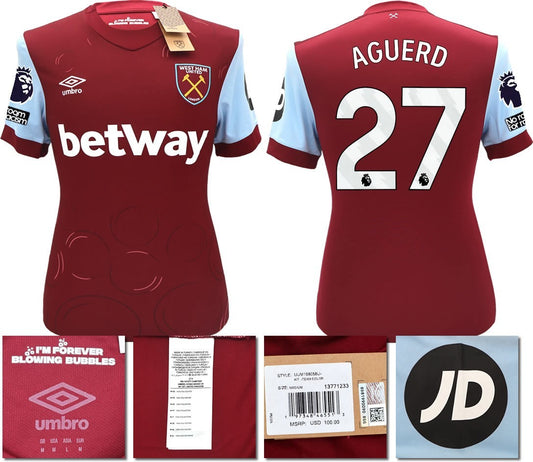 BNWT 2023 2024 UMBRO WEST HAM HOME SHIRT AGUERD 27 + PACTHES MEN'S