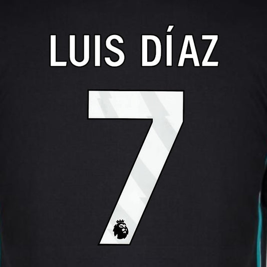 2024 2025 OFFICIAL LIVERPOOL LUIS DIAZ 7 WHITE AWAY PLAYER SIZE NAMESET