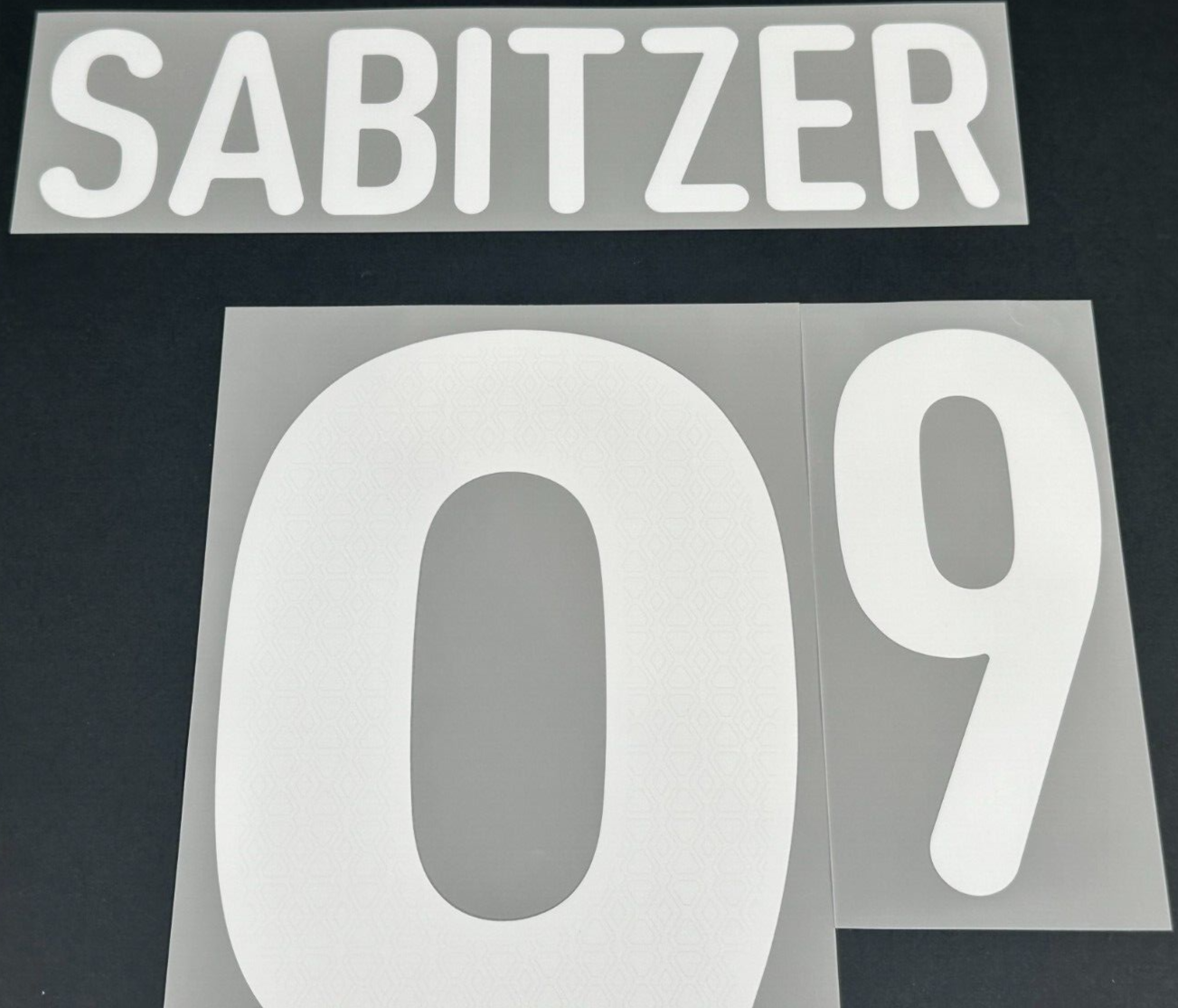 AUSTRIA 2024 2025 OFFICIAL SABITZER 9 HOME PLAYER SIZE NAMESET 250MM/50MM