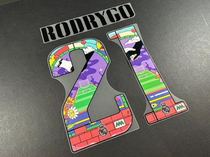2022 2023 AVERY DENNISON REAL MADRID RODRYGO 21 COMMON GOAL PLAYER SIZE NAMESET