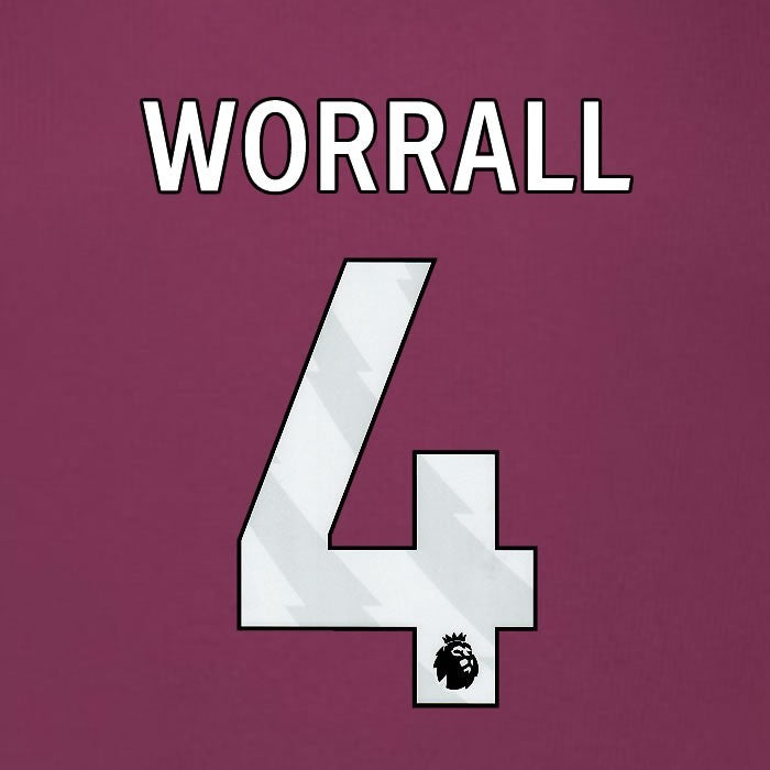 2025 2026 BURNLEY WORRALL 4 OFFICIAL WHITE HOME PLAYER SIZE NAMESET