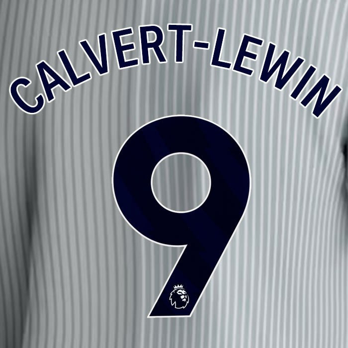 2023 2024 EVERTON CALVERT - LEWIN 9 OFFICIAL BLUE 3RD PLAYER SIZE NAMESET