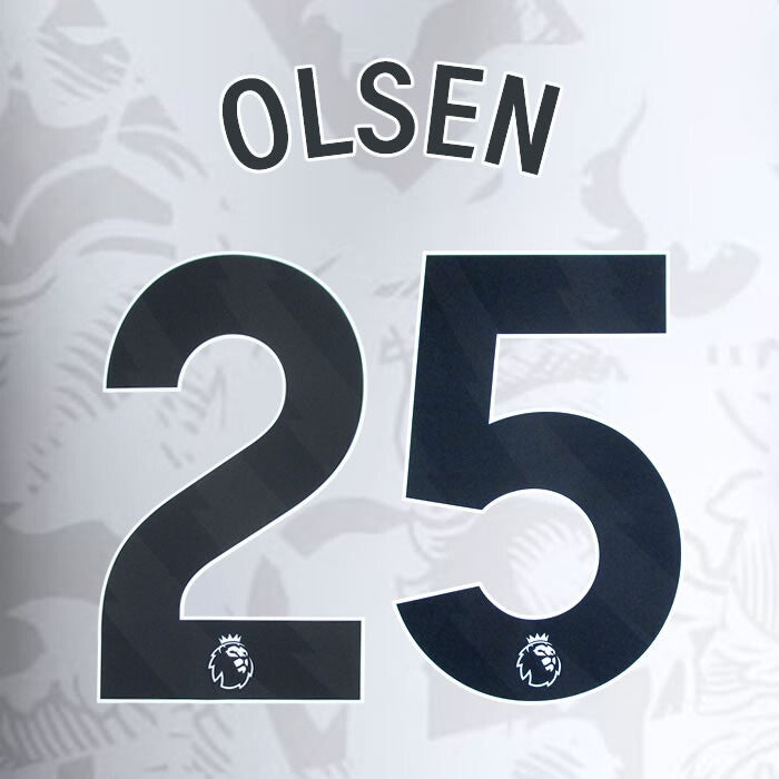 2023 2024 ASTON VILLA OLSEN 25 OFFICIAL BLACK AWAY PLAYER SIZE NAMESET