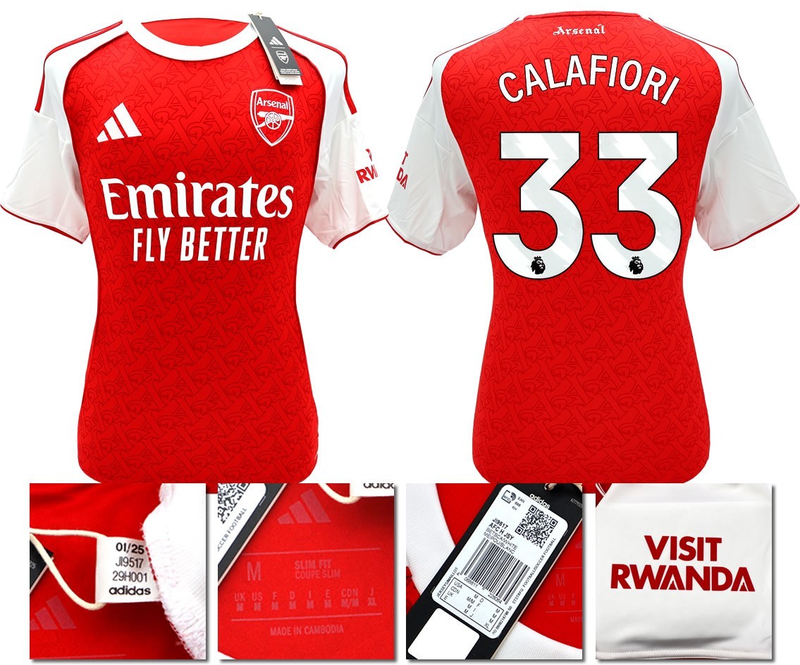 BNWT 2025 2026 ARSENAL ADIDAS HOME SHIRT CALAFIORI 33 MEN'S SIZES