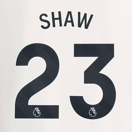 2023 2024 MANCHESTER UNITED SHAW 23 3rd BLACK PLAYER SIZE NAMESET
