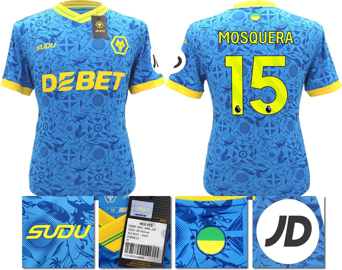 BNWT 2025/2026 WOLVES F.C.  SUDU THIRD SHIRT MOSQUERA 15