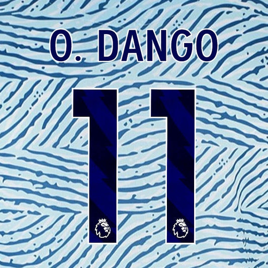 2023 2024 BOURNEMOUTH O. DANGO 11 BLUE AWAY PLAYER SIZE NAME SET