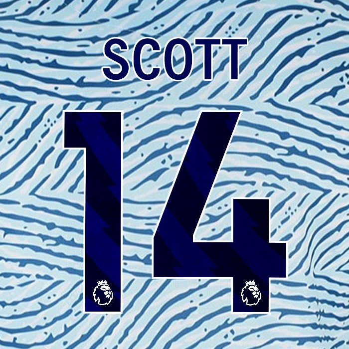 2023 2024 BOURNEMOUTH SCOTT 14 BLUE AWAY PLAYER SIZE NAME SET