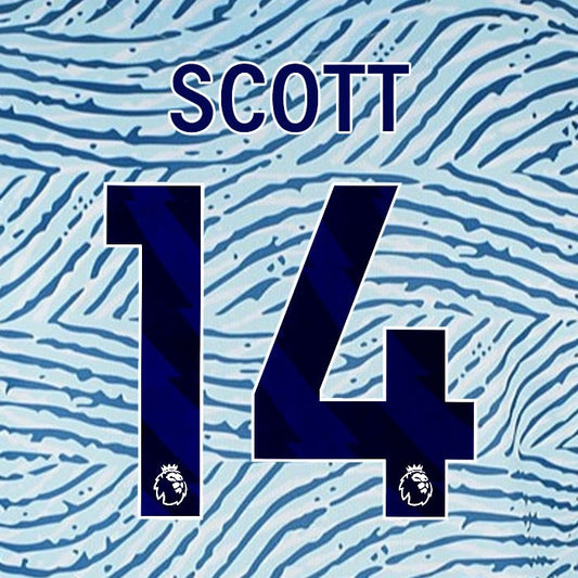 2023 2024 BOURNEMOUTH SCOTT 14 BLUE AWAY PLAYER SIZE NAME SET