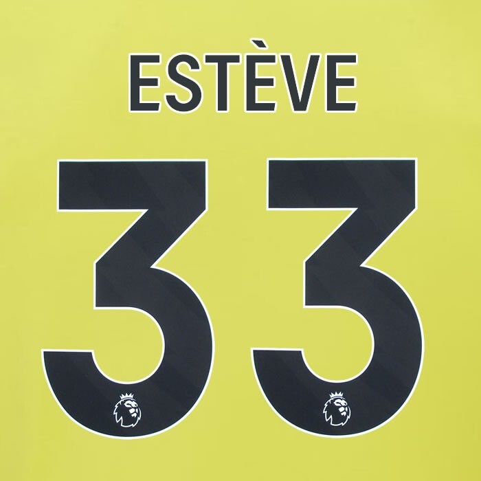 2023 2024 BURNLEY ESTEVE 33 OFFICIAL BLACK AWAY PLAYER SIZE NAMESET