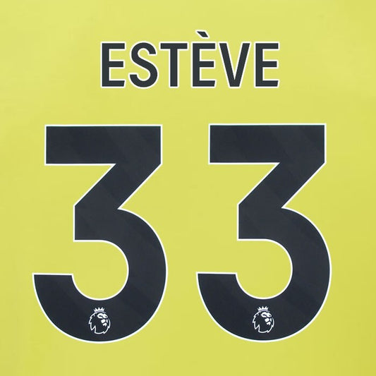 2023 2024 BURNLEY ESTEVE 33 OFFICIAL BLACK AWAY PLAYER SIZE NAMESET