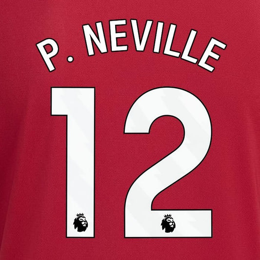 2023 2024 MANCHESTER UNITED P. NEVILLE 12 HOME WHITE PLAYER SIZE NAMESET