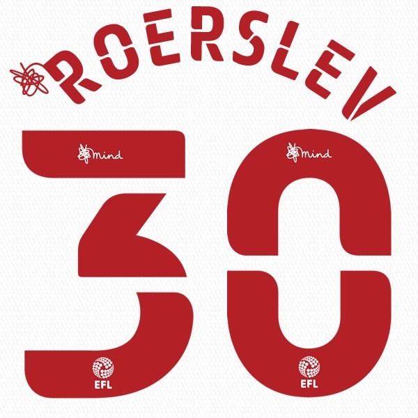 BRENTFORD 2020 2021 OFFICIAL ROERSLEV 30 3RD PLAYER SIZE NAME SET